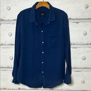 Rails Women’s Ellis Navy Blue Lightweight Long Sleeve Button-Down Shirt